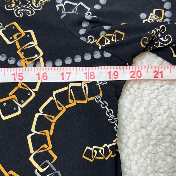 JM Collection Black Gold Chain Print Tunic Medium - Picture 8 of 11